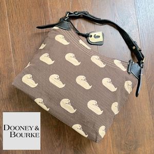 Dooney & Bourke Authentic Erica Fabric Leather Duck Print Hobo Bag Purse